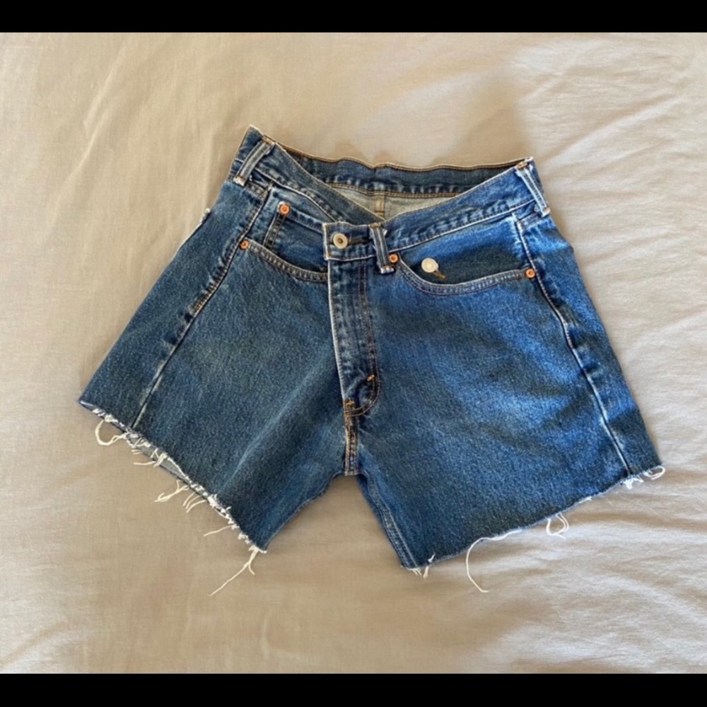 Levi’s customized asymmetrical denim shorts